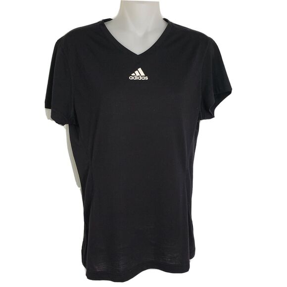 Adidas Clima Lite Women's T-Shirt Size Medium Black Short Sleeve Logo Fitted - Picture 1 of 9